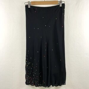 Vintage Womens Y2K Whimiscal Sheer Overlay Midi Skirt Sz M Confetti Mod 90s